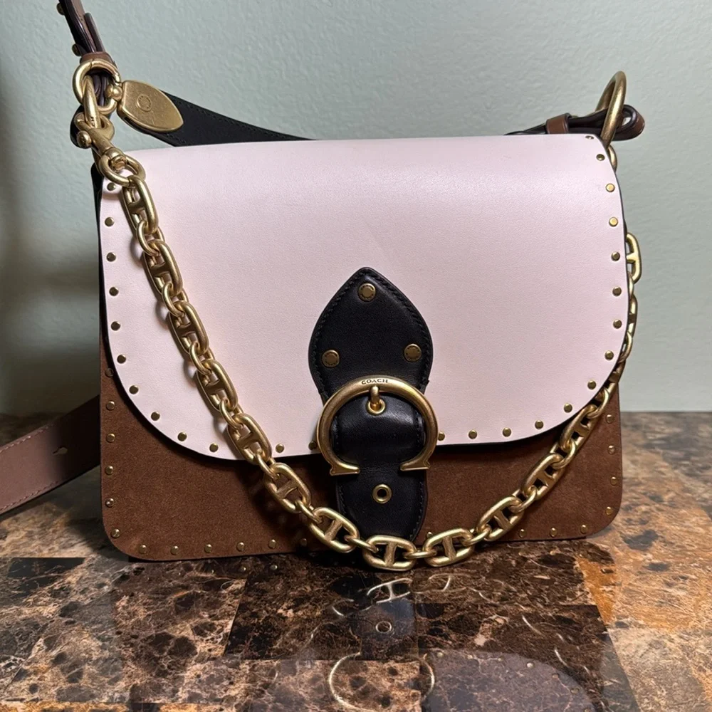 Coach Beat Shoulder Bag In Colorblock With Rivets - Picture 8 of 13
